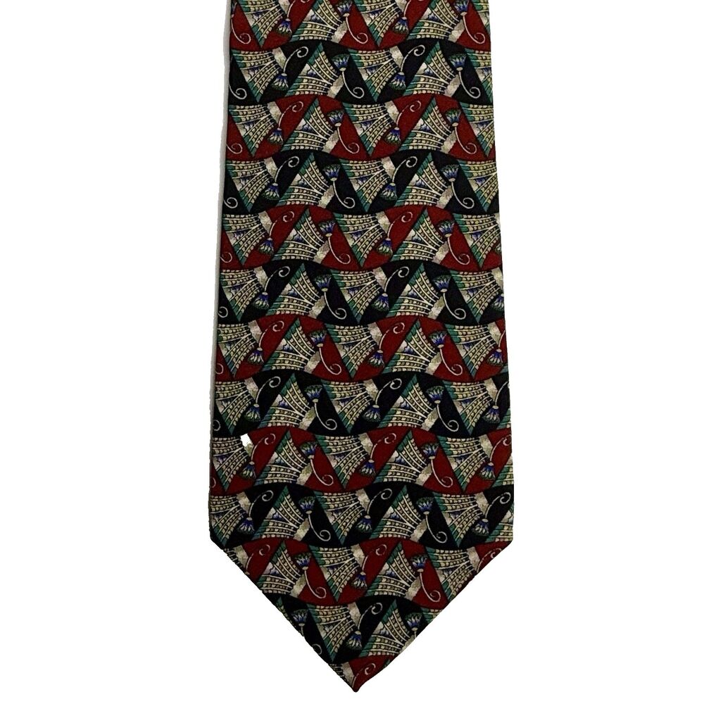 METROPOLITAN MUSEUM of ART Men's Silk Tie - Red Black Artistic Pattern 56" x 4"